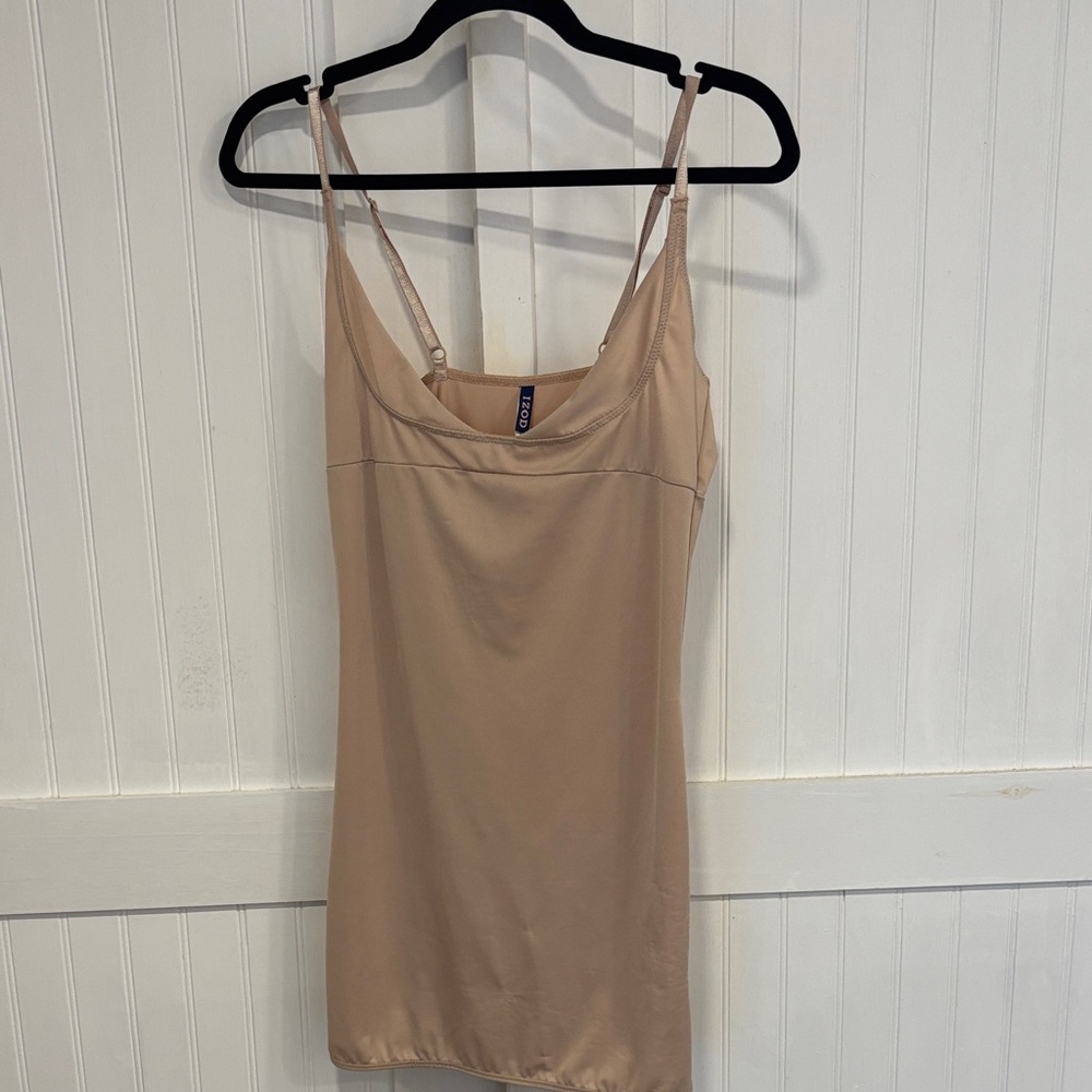 Izod Beige Chemise Slip/Shapewear with adjustable straps size L